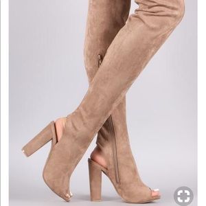 Faux Suede Over The Knee Boots